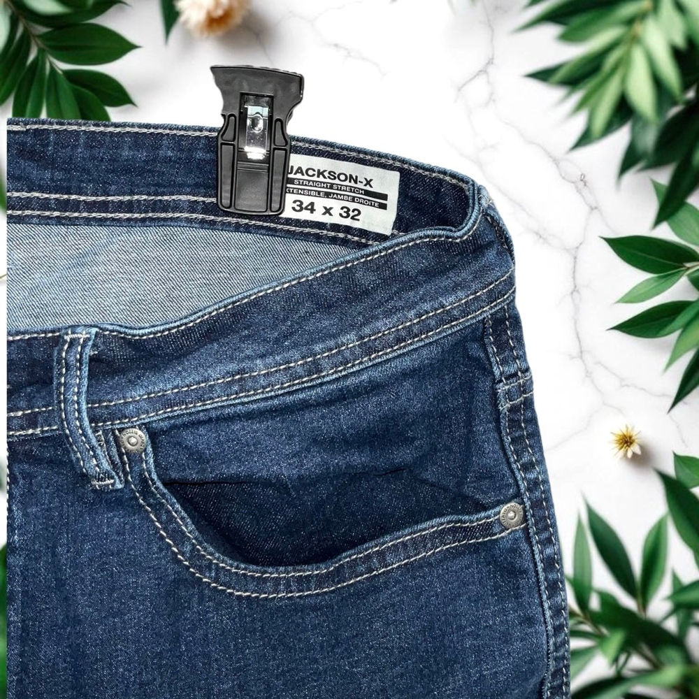 Buffalo David Bitton Jackson-X Straight Stretch Blue Jeans Men 34x32 - Picture 3 of 8
